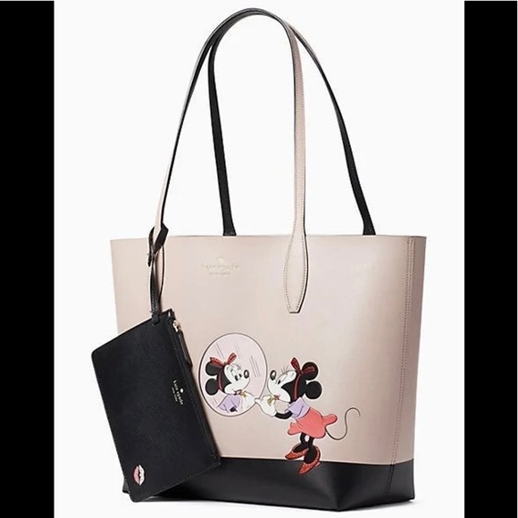 NWT Kate Spade X Disney Minnie Mouse Large Reversible Tote In Pale Vellum Multi - Picture 2 of 12